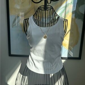 lululemon athletica White Ribbed Scoop Tank